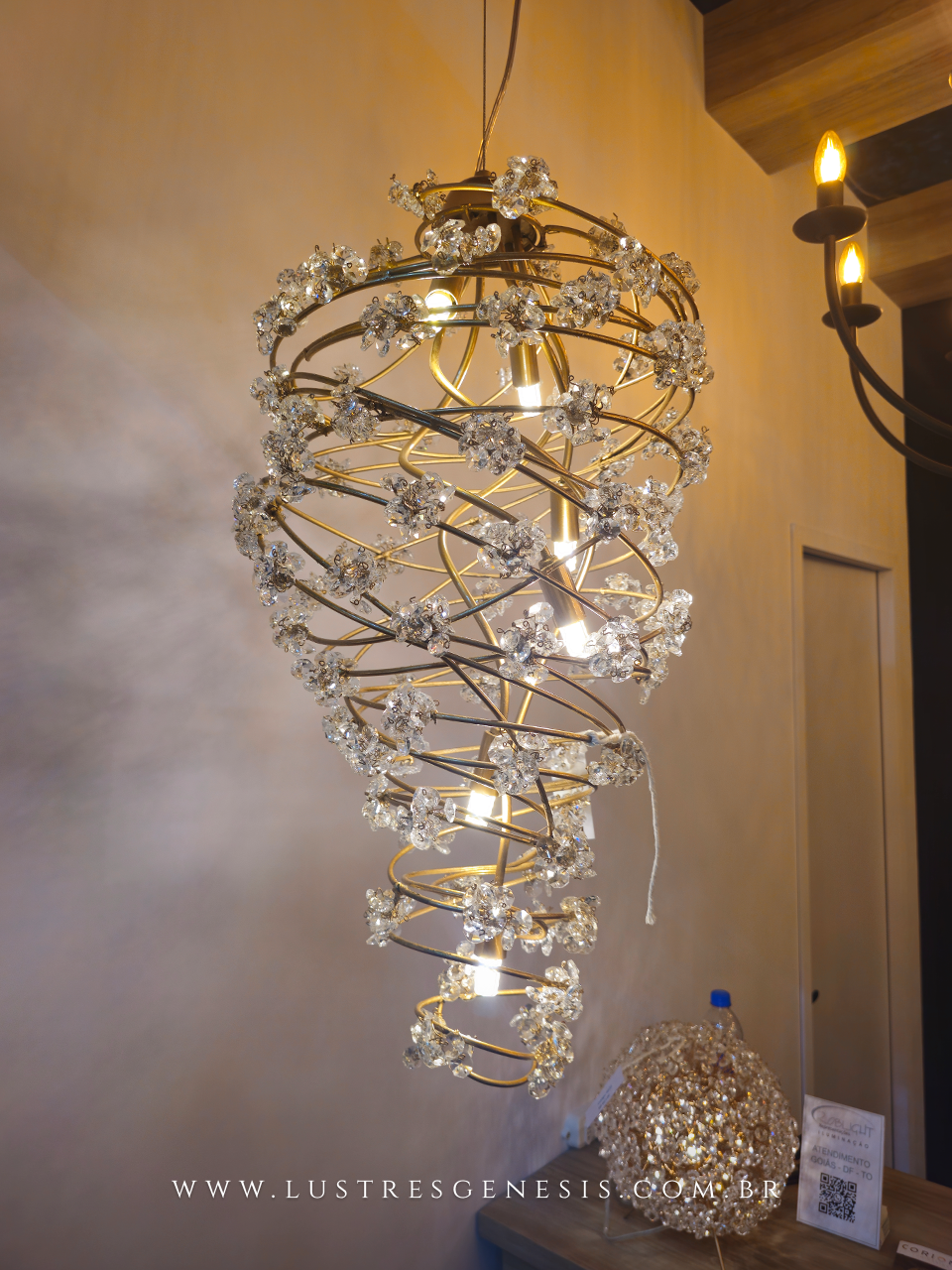 Lustre de Cristal Vega Ø60cm Dourado